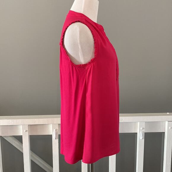 Fourteenth Place Pink Sleeve Split Neck Blouse with Ruffle Trim XS - Picture 3 of 7